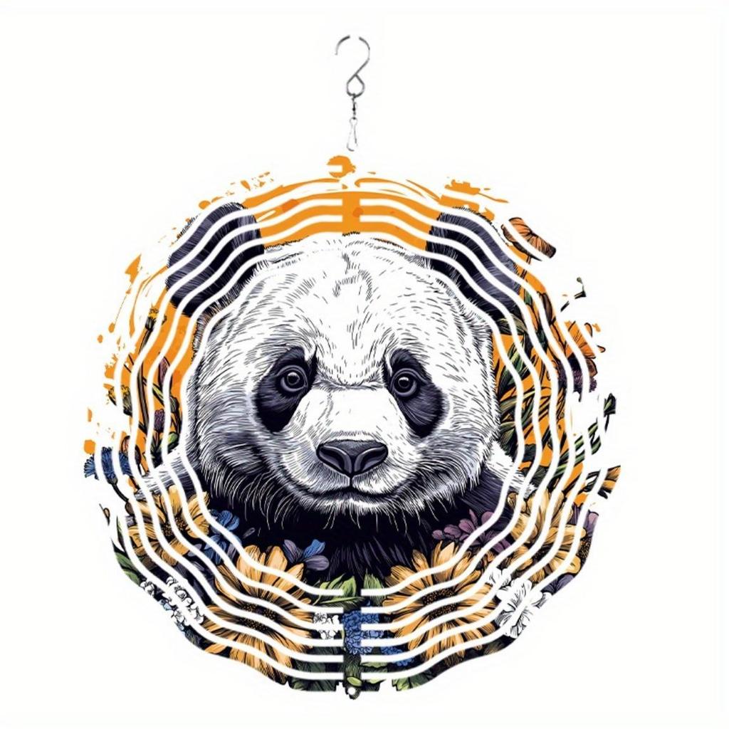 10 Inch Rotating Wind Chime with Cute Panda Design 360 Degree Hook for Garden Patio Yard Decor Summer Spring Gift for Friends Family
