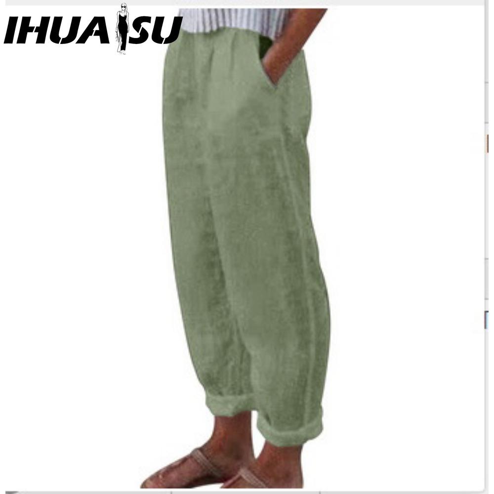 

IHUASU 8 Color Women s Fashion Casual Solid Color Print High Waist Pants & Capris XXXL светло-зеленый