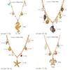 Ocean Style Starfish Shell Stainless Steel Necklace For Women With Geometric Design