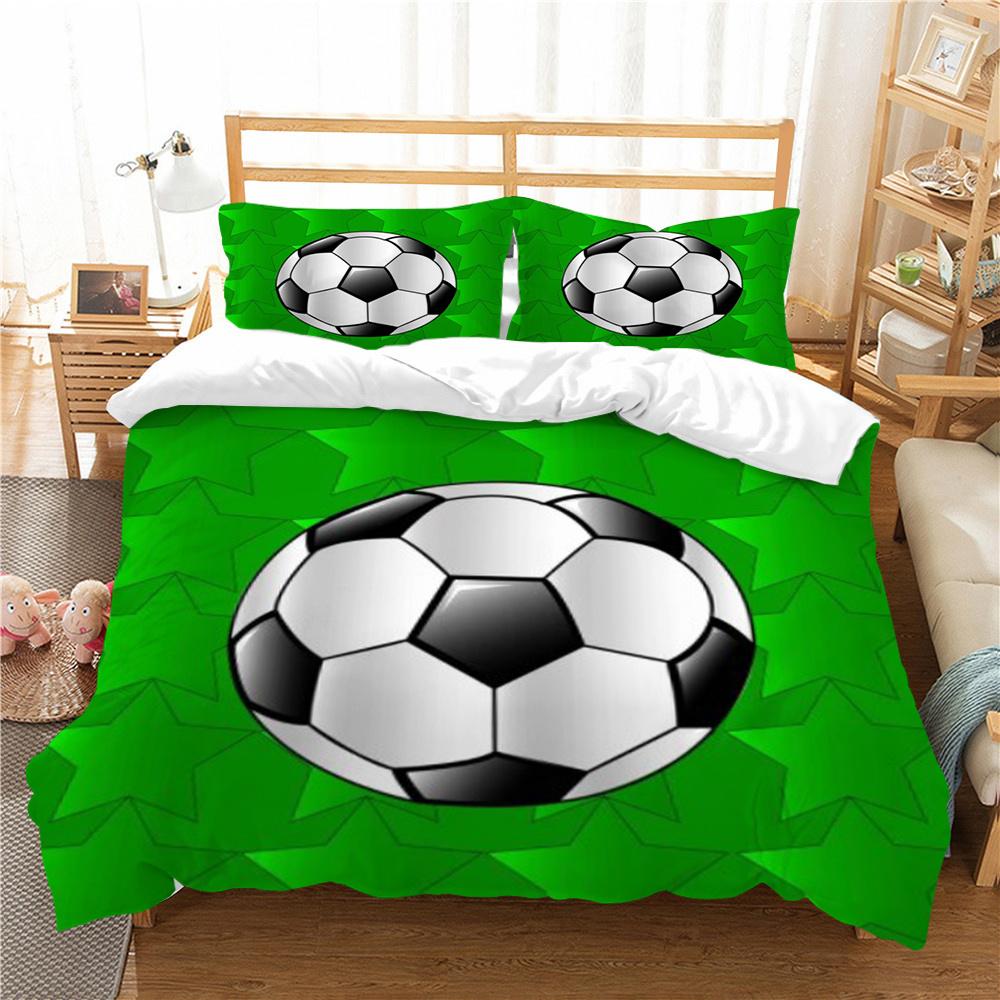 Hot Sell Fashion 3D Creative Bedding Suit Football Quilt Cover Luxury Bed Set Soccerl Home Bedroom Bed Decor Microfiber Soft Duvet Cover