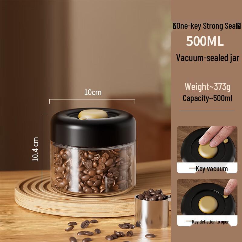 Food Grade Vacuum Sealed Glass Coffee Storage Jar 500ml