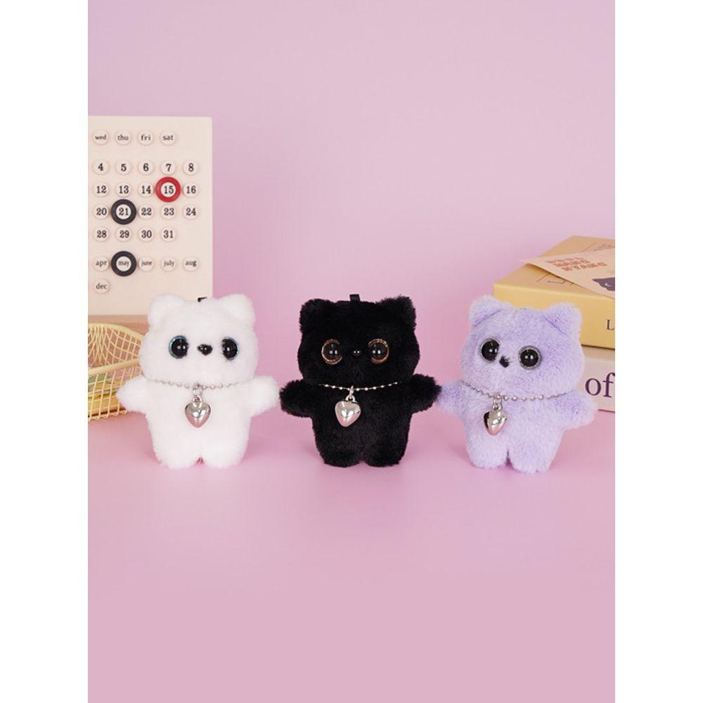 

plusyplusy plush plush hips dwarf cat keychain white black purple white