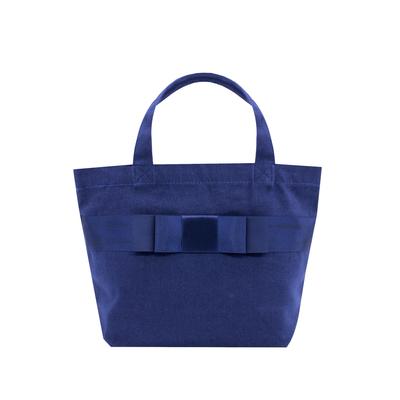 [Kaorimura] Simple Ribbon Tote Bag, Small, Satin Ribbon, Casual, Sub-Bag, Gusseted, 30 X 20 X 10 Cm, 4L Capacity, Navy Blue, [srtb-S-05]