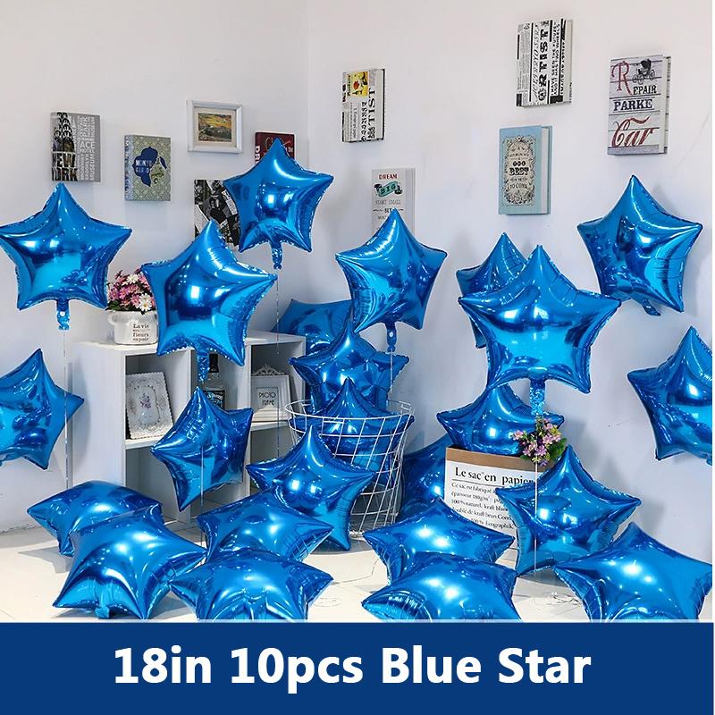 18-Inch Red Love Heart Star Foil Balloons Inflatable Helium Party Decor for Weddings Birthdays Celebrations 5 or 10 Pcs Set