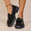Large size platform women's small leather shoes women's spring and autumn new single shoes retro one-pedal women's shoes