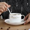 Shangqi Ceramic Coffee Cup and Saucer Set, Gold Rim