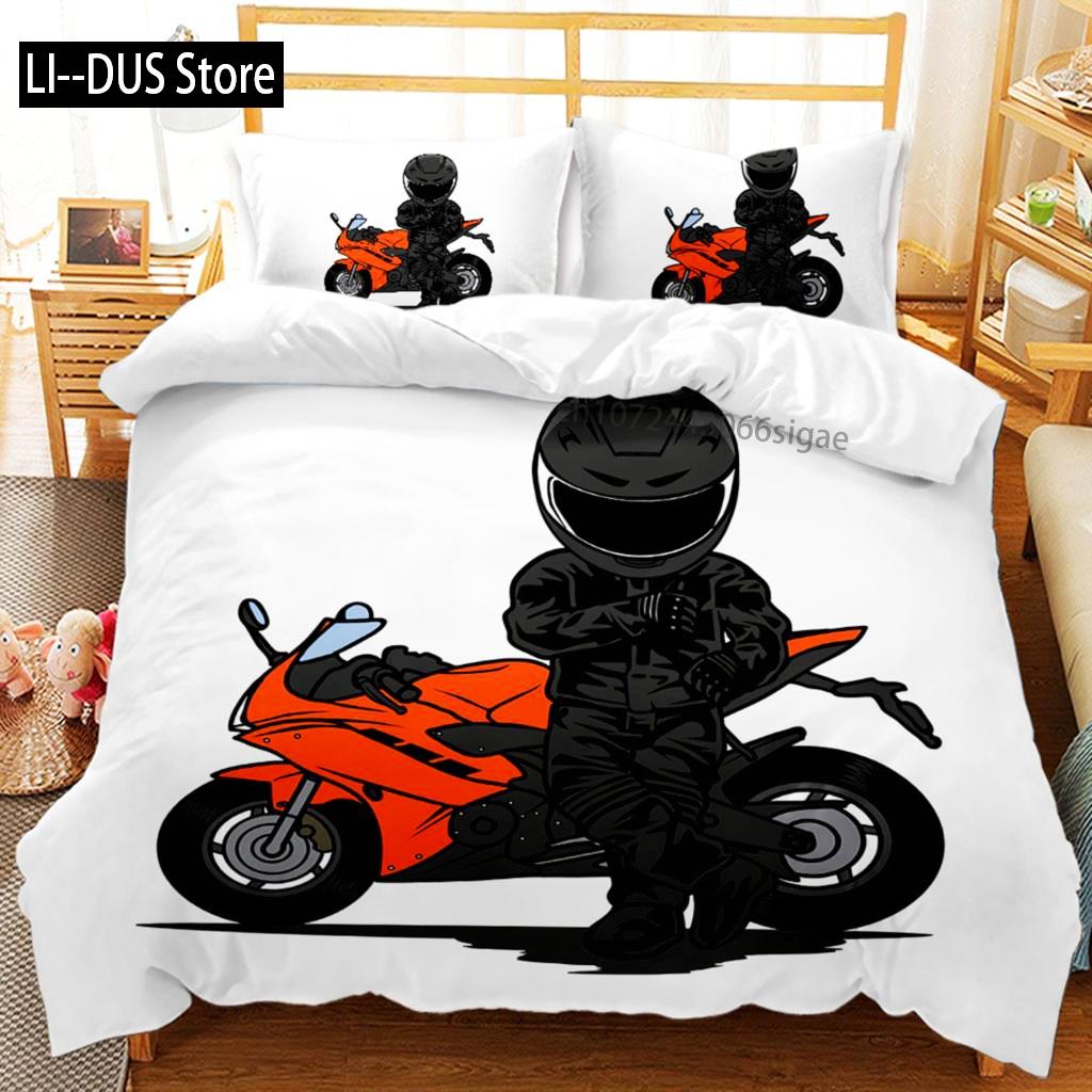 

Comforter Motorcycle King Size Red And Black Dirt Bike Bedding Set Microfiber Boy Extreme Sports Theme Comforter Set Comforter (quilt)-EU Single(135*200cm)3pcs