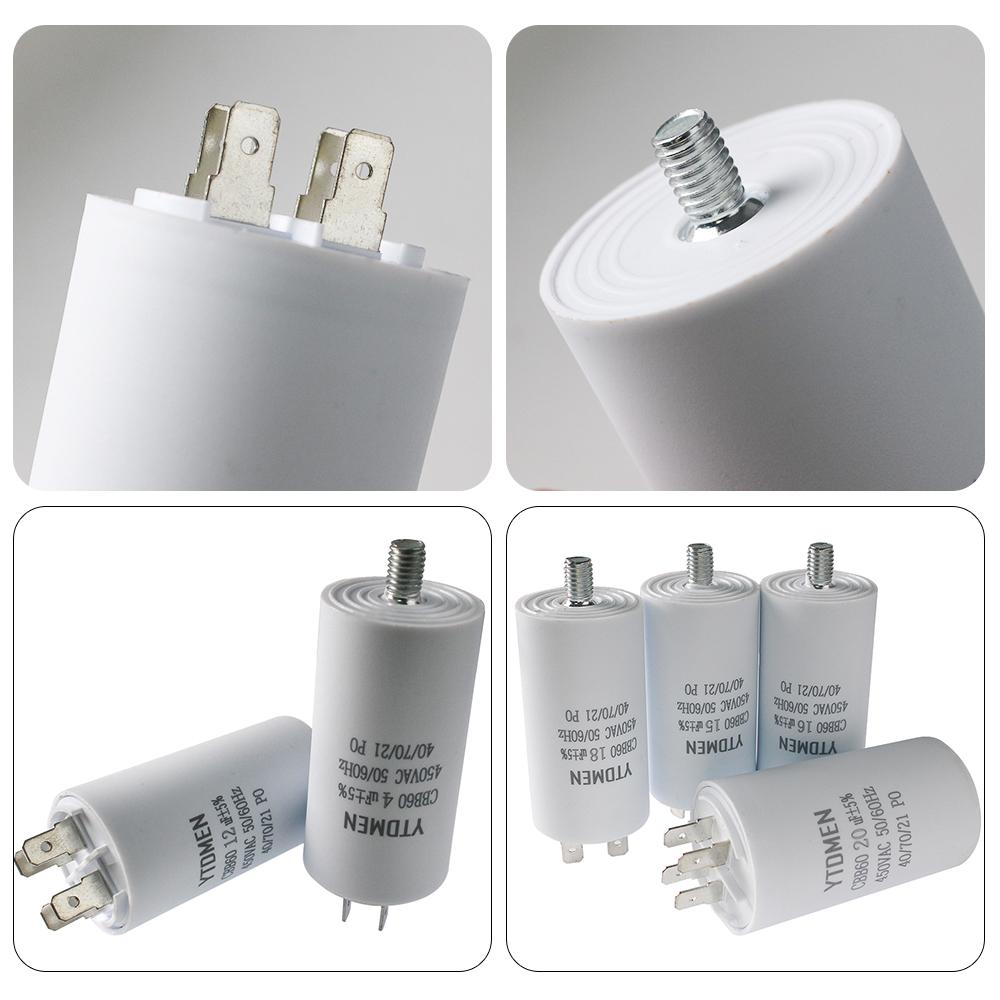 CBB60 Capacitor with Screws AC 450V 4 Pin Dual Insert Motor Run Capacitors 4UF-60UF for Washing Machine Air Water Pump 12uf 16uf