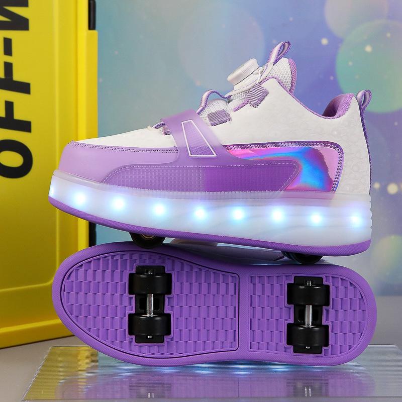 Luminous Four-wheel Roller Skates with Lights, Shoes with Wheels, Pulley Shoes