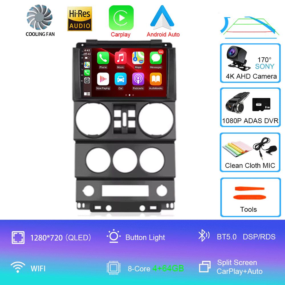 For Jeep Wrangler Unlimited 3 JK 2008 - 2010 Android 14 Car Radio Multimedia PlayerNavigation GPS Autoradio Carplay Head Unit