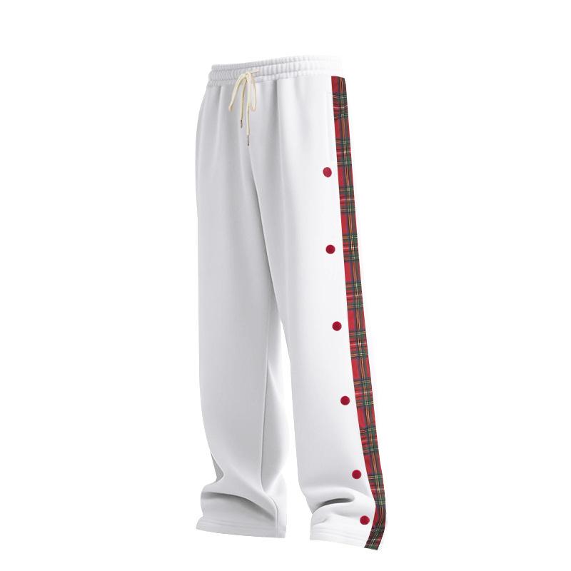 Autumn and Winter Men's Casual Pants High Street Heavyweight Loose Simple Splicing Casual Sports Button Sweatpants Men