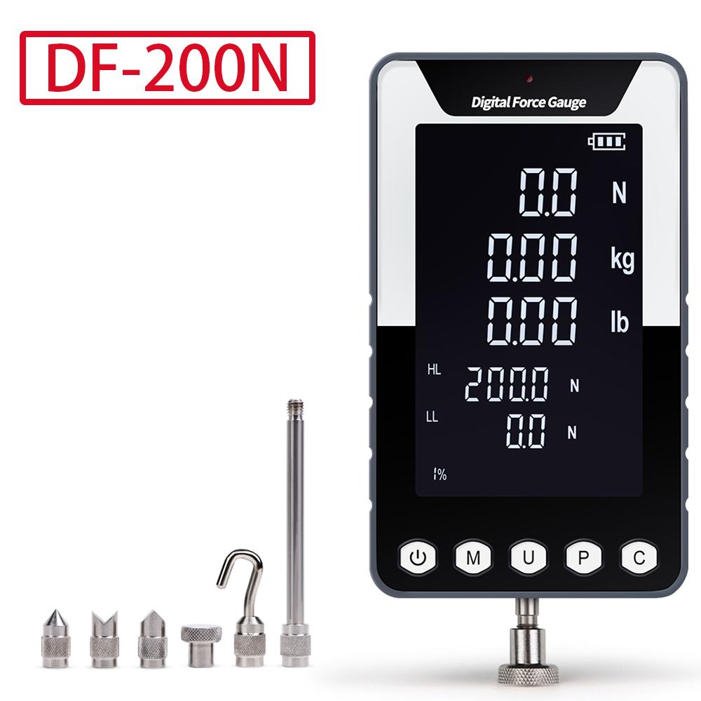 DF-200N/500N Portable Force Gauge Large-Screen Push-Pull Meter Digital Dynamometer Push Tension Tester with 5 Types Probes