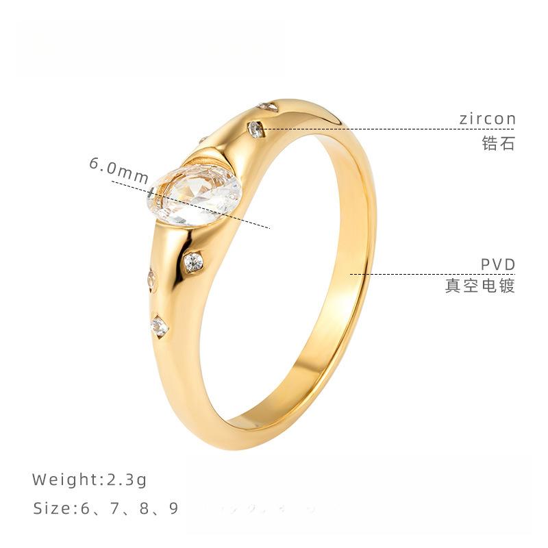 

То же Кольцо с Цирконом Звезда Яйцо Голубя Женское Нишевое Высококлассное Красивое Кольцо Титановая Сталь Невыцветающие Аксессуары 9