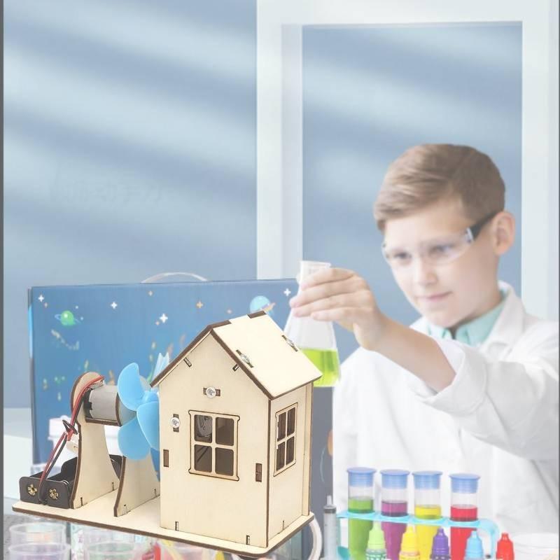 Stem Kids Educational Diy Wind Power Station Wooden Kit For Science Learning