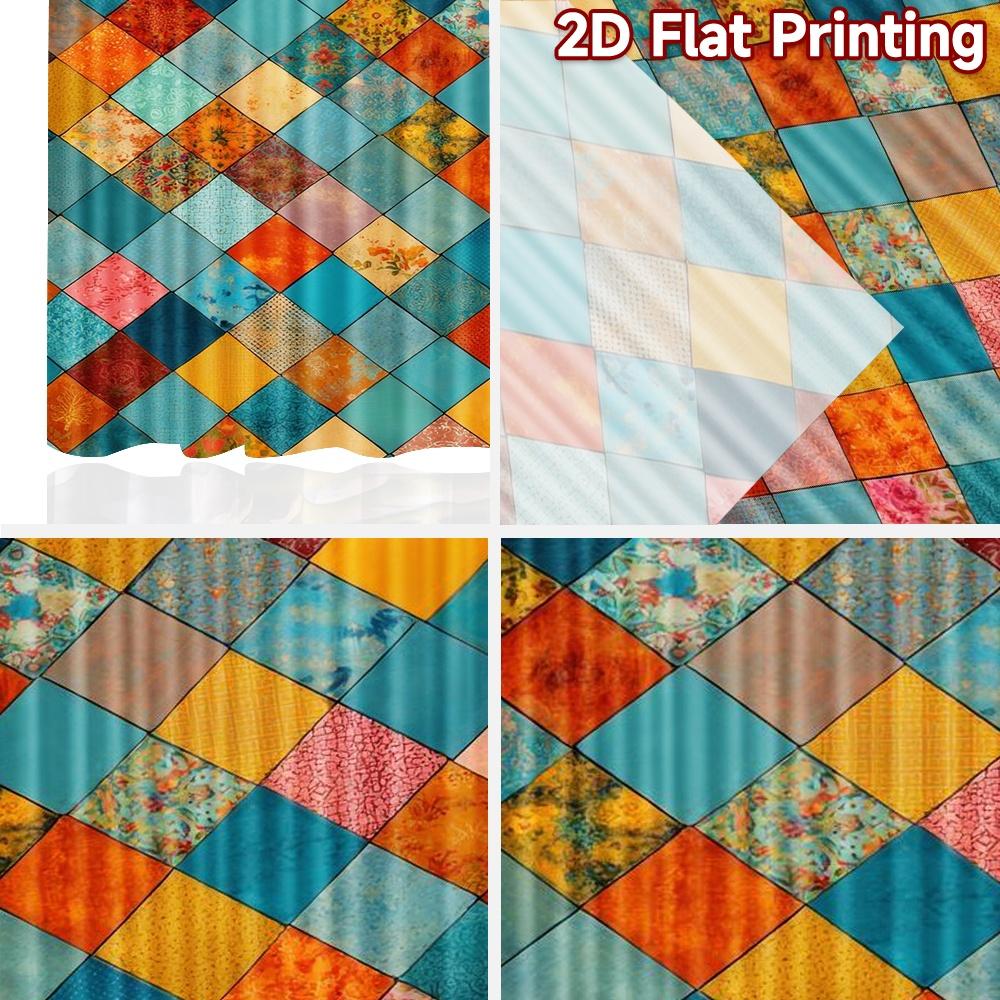 2D flat Photography Backdrop Background cloth Colorful Geometric Squares (2) 100% Polyester Festive Holiday for Holiday home