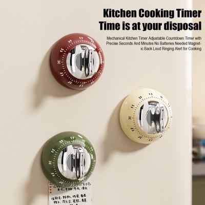 Mechanical Kitchen Timer Adjustable Countdown Timer with Precise Seconds And Minutes No Batteries Needed Magnetic Back Loud Ringing Alert for Cooking