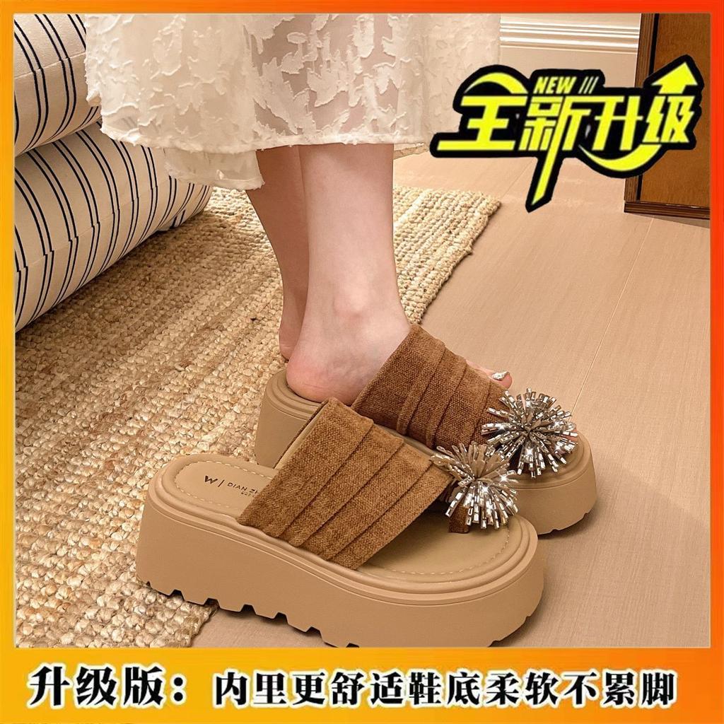 Retro Commuter Cover Toe Birkenstocks Women'S Summer Outer Wear Stacked Fashion High-End Fireworks Half Slippers