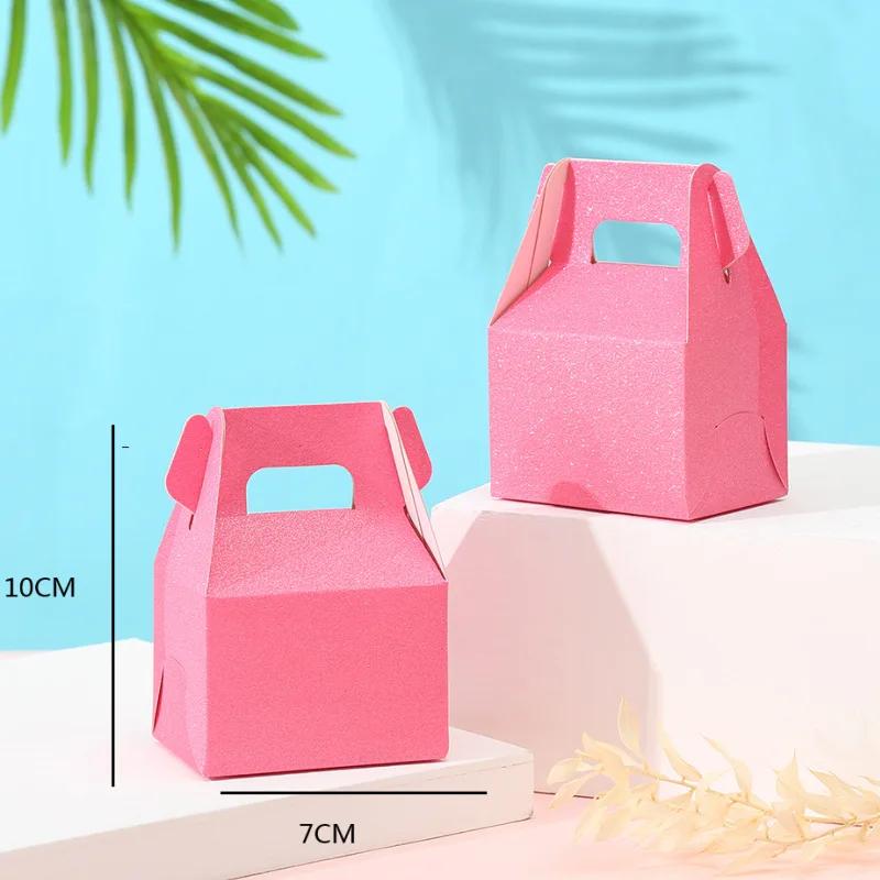 6pcs Festival Party Cake Box Candy Box Handheld Gold Card Box Creative Wedding Candy Box Horn Paper Box Candy Cake Packaging