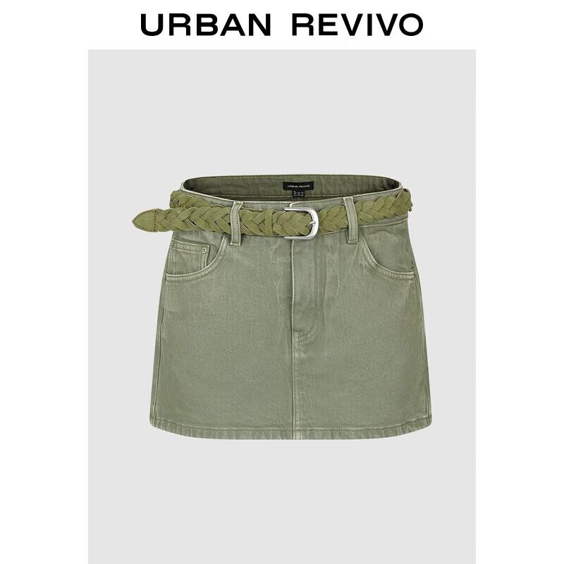 UR 2025 Autumn Women s Denim Mini Skirt with Woven Belt XS