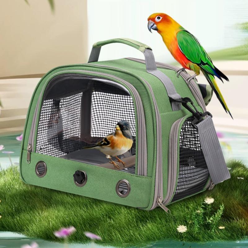 Portable Bird Parrot Cage Breathable Bird Carrier Travel Bag Bird Backpack with Perch Tray Curtain Birdcage Parrot Carrier Bag