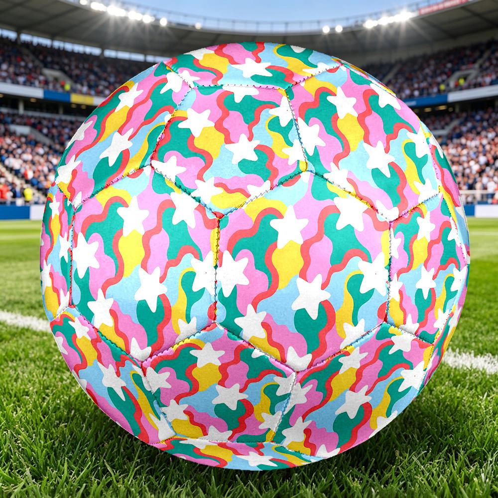 1PC Colorful Stars Soccer Ball Size 5 Football Machine Sewn Indoor/Outdoor Universal Football Surprise Collection n82