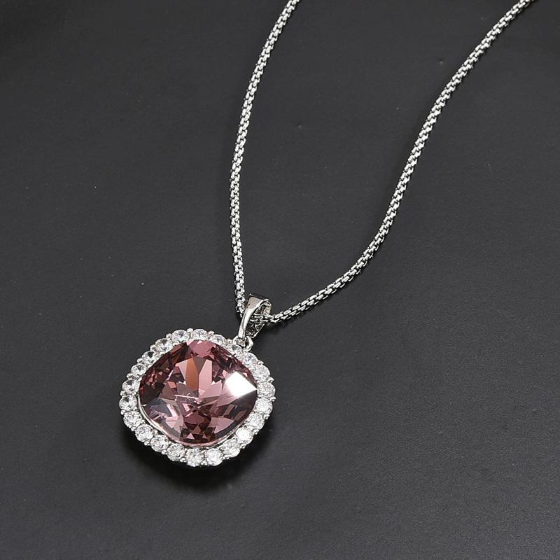 Austrian Crystal Geometric Square Clavicle Necklace Style High-End Light Luxury Accessories