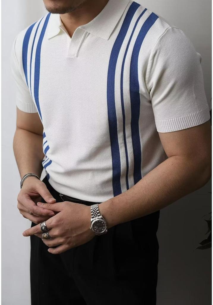 Men's Summer Fashion Trendy Harajuku Polo Shirt - High-End Style, Short Sleeve, Youthful Appeal