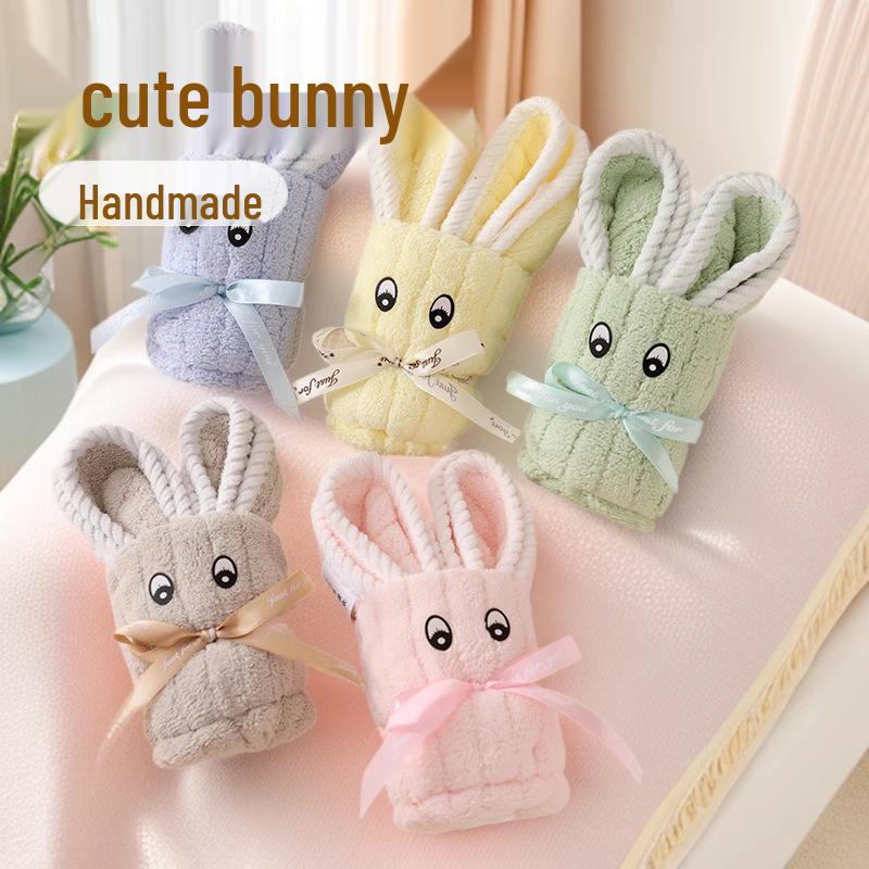 Cute Rabbit-Shaped Coral Fleece Souvenir Towel for Weddings and Events