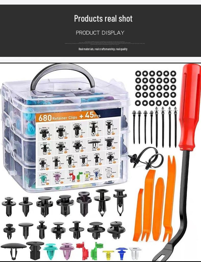 725-Piece Snap-In Car Expansion Screws & Plastic Clips Set