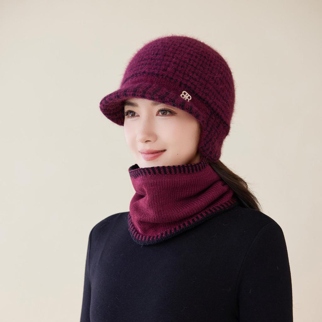 Rabbit Duck Tongue Knitted Hat Warm Fleece Ear Protector Wool Hat New Middle-aged and Elderly Hat Women's Autumn and Winter