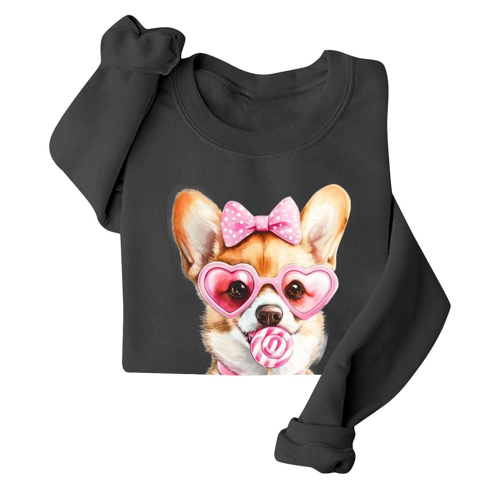 

Женские повседневные модные принты с длинным рукавом и круглым вырезом, толстовки, пуловеры, топы XL чёрный