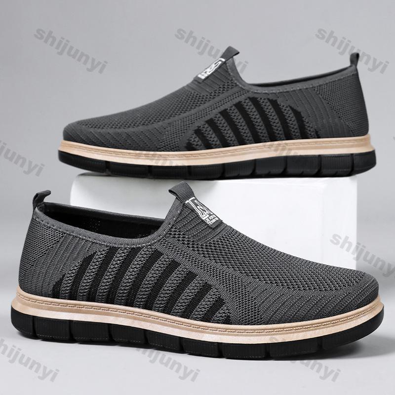 Fashion Fly Weave Men's Shoes Spring Autumn New Mesh Breathable Comfortable Slip On Flats Lightweight Comfortable Non Slip Casual Shoes
