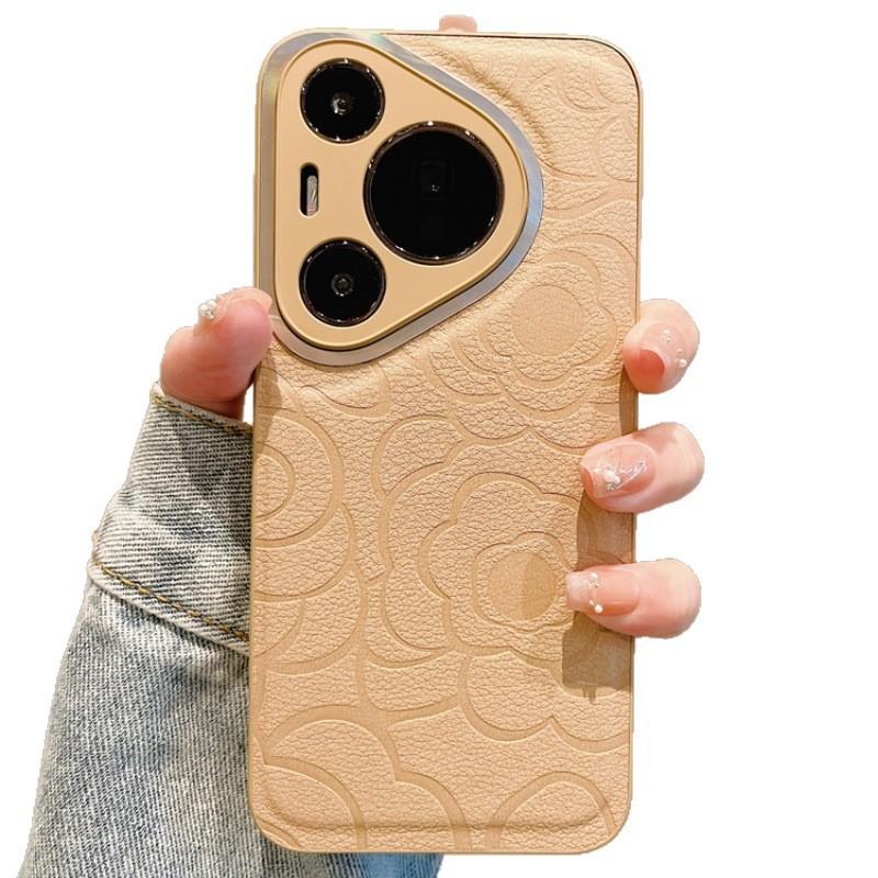 Applicable To Huawei Pura70pro Mobile Phone Case, Camellia Leather Pattern Magic7Pro Protective Case Mate60 Advanced Sense