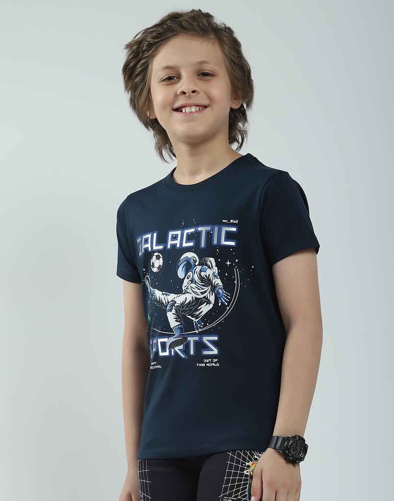 Monte Carlo Boys Printed Round Neck T-Shirt Navy Blue 5-6 Years