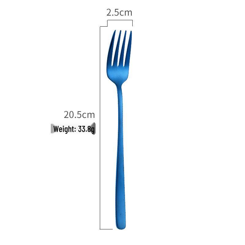 304 Stainless Steel Long Handle Gold-Plated Mixing Spoon and Fork Set, Korean Style