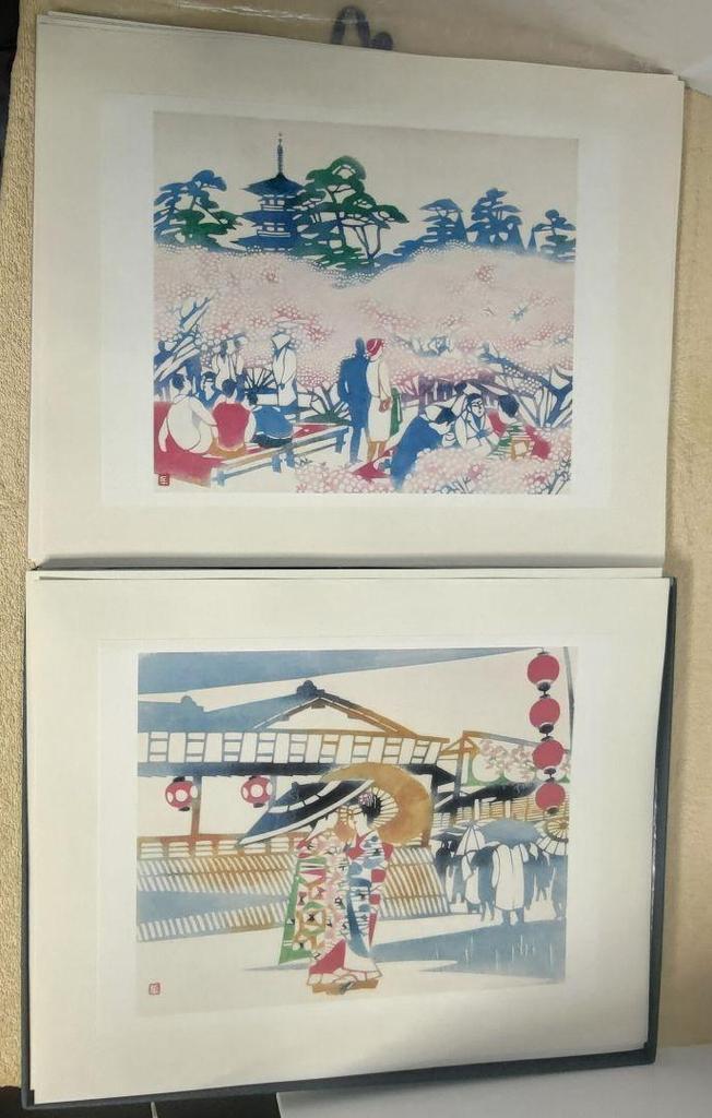 [USED] Living National Treasure Toshijiro Inagaki Collection of Stencil Prints 11 of 12 Works (1 Missing)