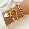 3PCS Fashion Thick Chain Link Bracelets for Women Vintage Snake Chain Gold Color Silver Color Bangles Bracelets Set Punk Jewelry