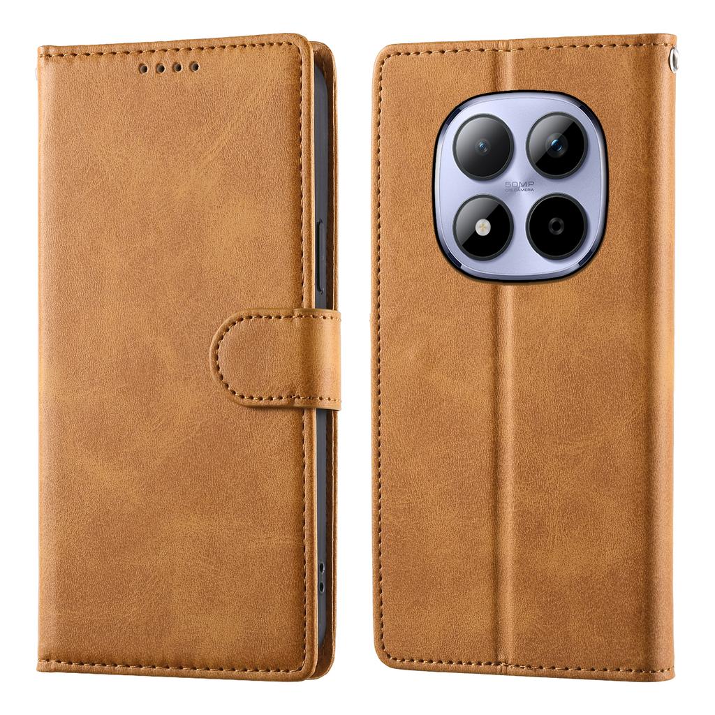 For Xiaomi Redmi Note 15 Pro 5G (Global) Case Stand Wallet Calf Texture PU Leather Flip Phone Cover with Wrist Strap