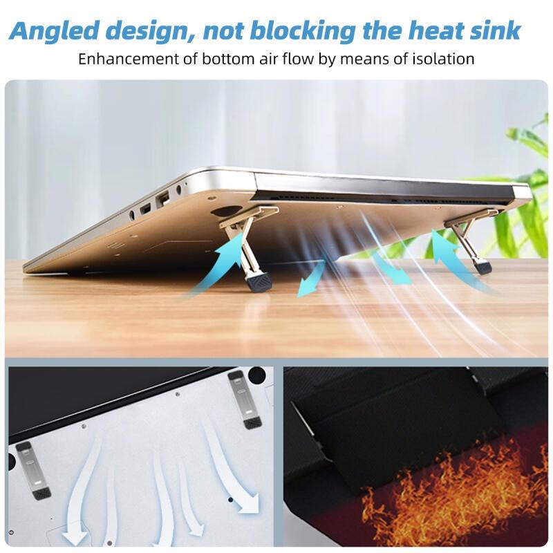 HdoorLink 2 in 1 Foldable Laptop Holder Mini Invisible Notebook Riser Bracket Self-adhesive Phone Table Desktop Kickstand Computer Cooling Stand
