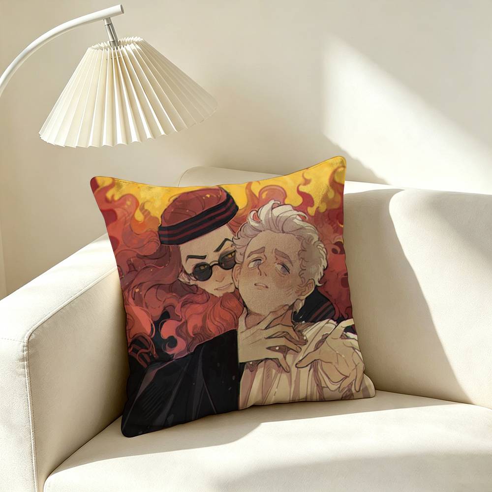 I-Ineffable Husbands Crowley Aziraphale Square Double-Sided printed Pillow Case Bedroom Bedside Pillow Sofa Cushion Cover