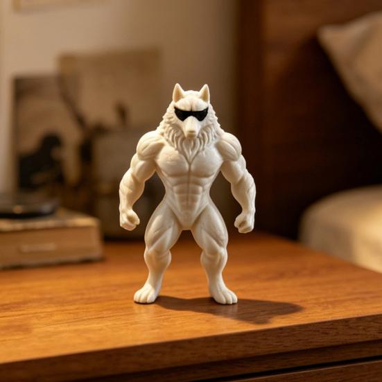 3D Printed Wolf Collectible Figurine Funny Cool Sunglasses Wolf Statue Novelty Animal Sculpture for Office Desktop Shelf Decor