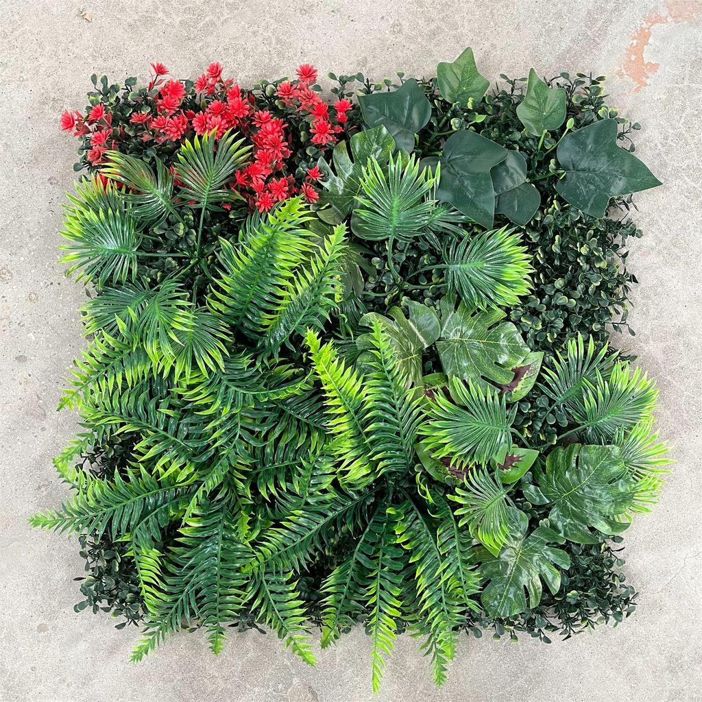50×50cm Artificial Green Plant Wall - Plastic Vertical Garden, Fake Flower Wall, Synthetic Turf Background