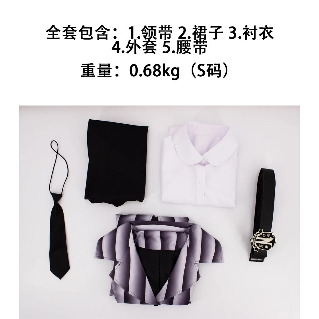 Wednesday Addams Cosplay Costume Set - Sinclair Enid Anime School Uniform Jacket Skirt With Wig For Women Halloween Costume Suit