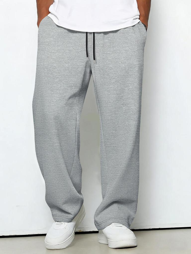 Four Seasons Solid Color Rope Waist Casual Sports Pants
