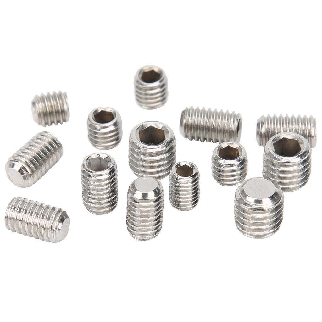 200Pcs Hex Grub Screws Socket Headless Assortment Stainless Steel Machine Set Tools