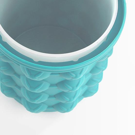 WTEMPO Secchiello per ghiaccio circolare in plastica per esterni con coperchio, bar, doppio strato, in silicone, per bevande alla frutta, secchiello per ghiaccio per birra