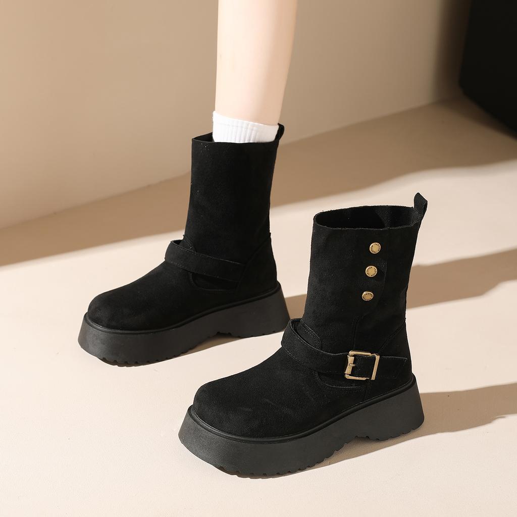 Vintage Casual Versatile Women's Short Boots, Fashionable Dual-wear Thick-soled Fashion Boots for Autumn and Winter Seasons