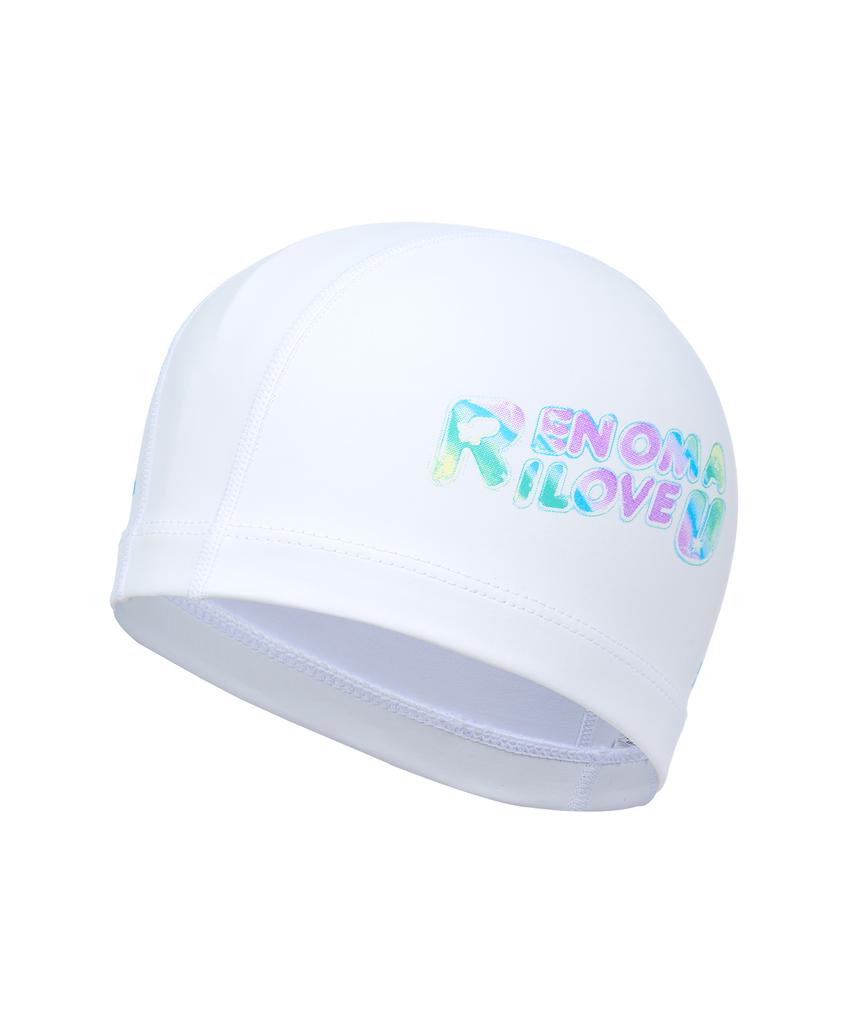 Lenomasuyeongbog Supplies Kids' Pastel Graphic Pu Swim Cap White Ro-Rc2F753-Wh