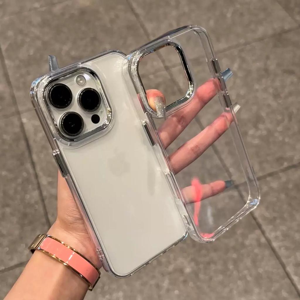 Light Luxury Metal Button Transparent Mobile Phone Case For Infinix HOT 60 5G 60i Pro Pro+ 50 4G 50i 40 40i 30i NFC 30 20i 20 Nfc