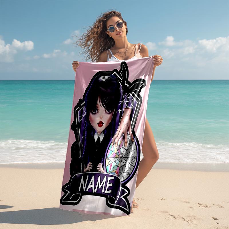 Personalized Customized Proof Beach Towel with Wednesday Addams Pattern - Soft, Absorbent,quick-drying,perfect Swimming,camping&bathing